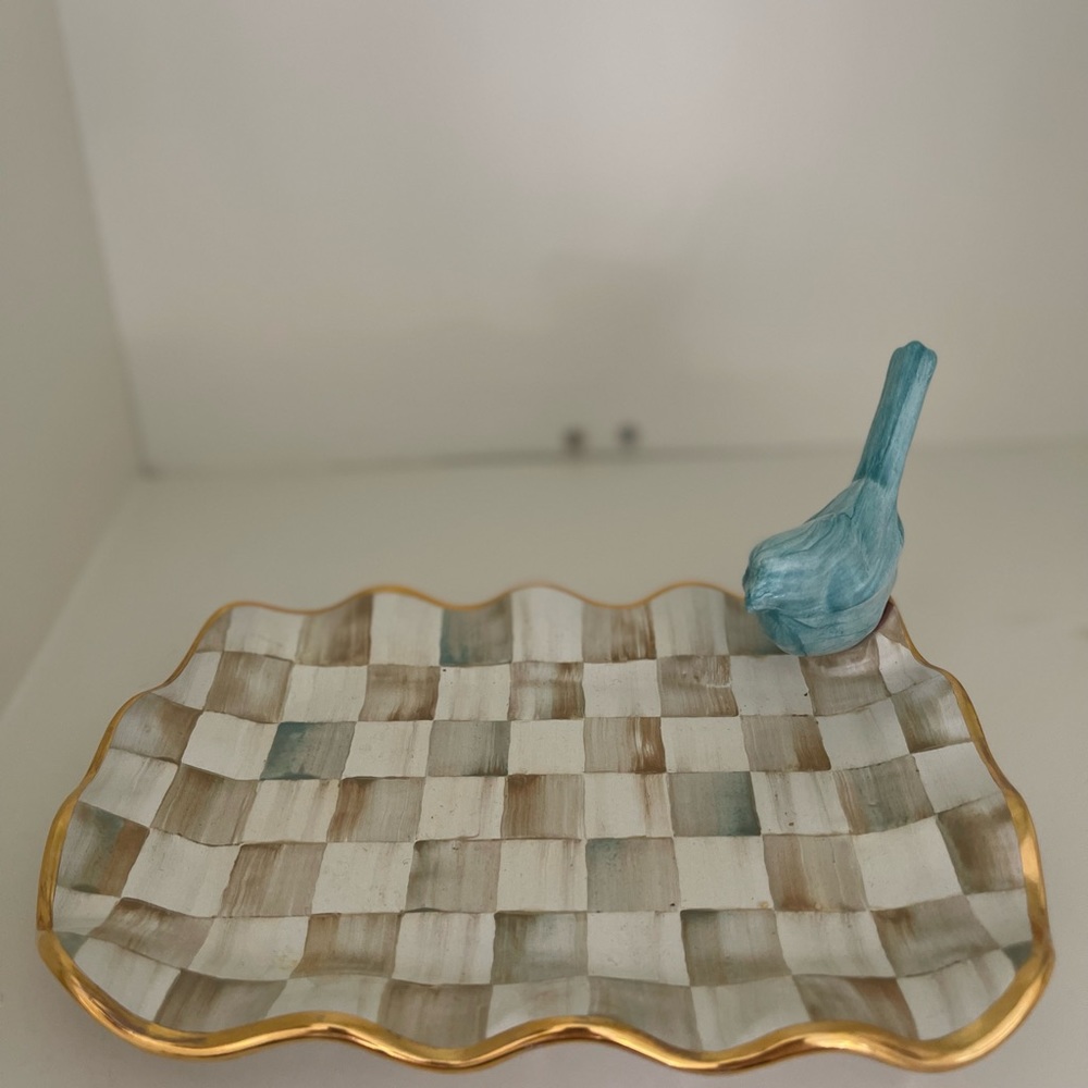 MacKenzie-Childs Parchment Check Vanity Tray Plate